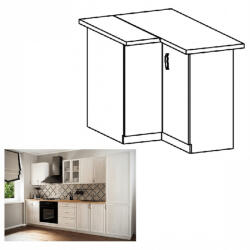 TEMPO KONDELA Alsó sarokszekrény D90N, fehér/sosna Andersen, SICILIA - smartbutor