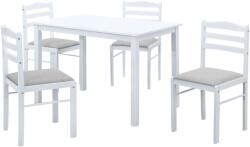 TEMPO KONDELA Étkezőgarnitúra 1+4, fehér/bézsesszürke, SOMIN - mindigbutor