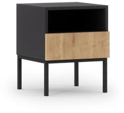 ELTAP Lanzzi 40 éjjeliszekrény fekete matt, kézműves tölgy éjjeli szekrény, fekete - mindigbutor