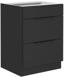 TEMPO KONDELA Alsó szekrény, fekete, SIBER 60 D 3S BB - mindigbutor