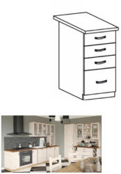 TEMPO KONDELA Fiókos alsószekrény, fehér/északi sosna, ROYAL D40S4 - smartbutor