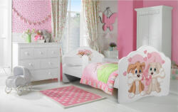 ADRK Ágy matraccal és korláttal CASIMO TWO DOGS 160x80, Fehér - smartbutor