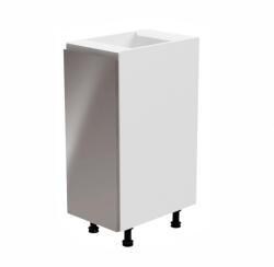 TEMPO KONDELA Alsószekrény, fehér/szürke extra magasfényű, balos, AURORA D30 - smartbutor