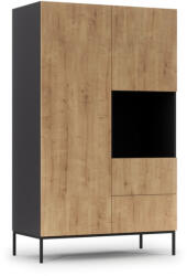 Eltap Lanzzi 120 ruhásszekrény fekete matt, artisan oak gardrób, fekete - smartbutor