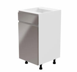 TEMPO KONDELA Alsószekrény, fehér/szürke extra magasfényű, balos, AURORA D40S1 - smartbutor