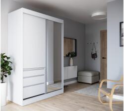 ADRK Tolóajtós szekrény tükörrel HAIDAR 140, Fehér, Fehér - mindigbutor