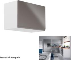 TEMPO KONDELA Felsőszekrény, fehér/szürke extra magasfényű, AURORA G60K - mindigbutor - 25 355 Ft