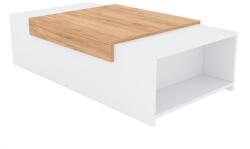 Fortrade Gorita 1 fehér + tölgyfa dohányzóasztal (2001 dohányzóasztal, fehér / tölgyfa kézműves arany szín) - mindigbutor