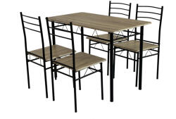 TEMPO KONDELA Étkezőgarnitúra 1+4, sonoma tölgy/fekete, MAKO - smartbutor