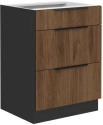 TEMPO KONDELA Alsó szekrény, okapi dió/fekete, MENZO 60 D 3S BB - smartbutor