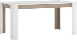 TEMPO KONDELA Széthúzható étkezőasztal, fehér extra magasfényű HG/sonoma tölgy sötét trufla, 160-200x90 cm, LYNATET TYP 75 - mindigbutor