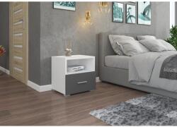 ADRK Éjjeliszekrény fiókkal EMI, Fehér, Szürke - mindigbutor