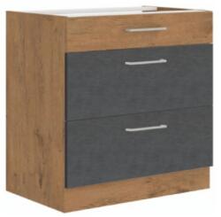 TEMPO KONDELA Alsószekrény, szürke matt/tölgy lancelot, VEGA 80 D 3S BB - mindigbutor