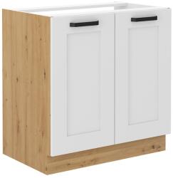 TEMPO KONDELA Mosogató szekrény, fehér/artisan tölgy, LULA 80 ZL 2F BB - mindigbutor