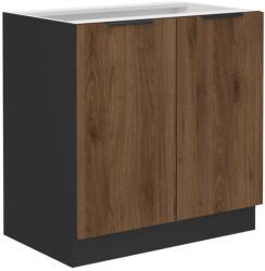 TEMPO KONDELA Alsó szekrény, okapi dió/fekete, MENZO 80 D 2F BB - mindigbutor