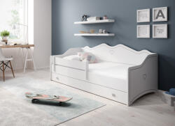 ADRK EMKA Gray matraccal 160x80 ágy, Fehér, Grafitszürke - smartbutor