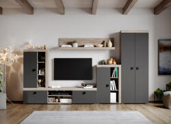 Mobiro Szürke nappali bútor szett tölgyfa padlóval Henry-C05 - smartbutor