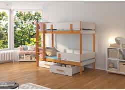 ADRK ETIONA emeletes dupla ágy matraccal 180x80, Égerfa, Grafitszürke - mindigbutor