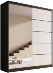 ADRK Tolóajtós szekrény tükörrel Nico 180, Fekete, Fehér