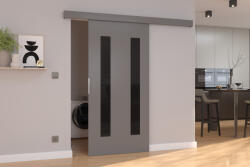 ADRK Fali tolóajtó HERS 76, Szürke, Fekete Lacobel - smartbutor