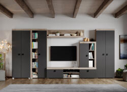 Mobiro Szürke nappali bútor szett tölgyfa padlóval Henry-C06 - smartbutor