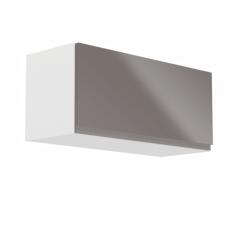 TEMPO KONDELA Felsőszekrény, fehér/szürke extra magasfényű, AURORA G80K - mindigbutor - 36 005 Ft