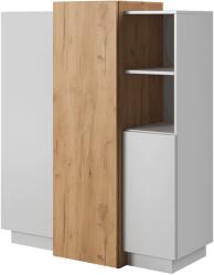 TEMPO KONDELA Komód 3D, fehér/tölgy craft arany, TRIO - mindigbutor