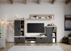 Mobiro Szürke nappali bútor szett tölgyfa padlóval Henry-C04 - smartbutor