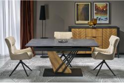 Halmar VOLANT 160 bővíthető étkezőasztal, téglalap alakú, szín: fekete márvány/arany tölgy/fekete - mindigbutor