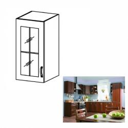 TEMPO KONDELA Felső szekrény üveggel, balos, dió Milano, SICILIA G40S - mindigbutor