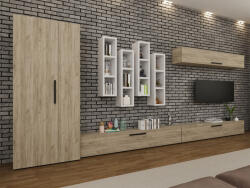 Mobiro Star Nappali Szekrénysor C06- Szürke tölgy és fehér színben - smartbutor