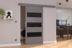 ADRK Fali tolóajtó ARES 106, Szürke, Fekete Lacobel