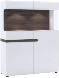 TEMPO KONDELA Vitrin, fehér extra magas fényű HG/trufla sonoma tölgy, LYNATET 33 - smartbutor