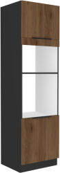 TEMPO KONDELA Magas szekrény sütőhöz és mikrohullámú sütőhöz, okapi dió/fekete, MENZO 60 DPM-210 2F - smartbutor