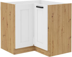 TEMPO KONDELA Alsó szekrény sarokba, fehér/artisan tölgy, LULA 89x89 ND 1F BB - smartbutor