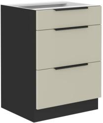 TEMPO KONDELA Alsó szekrény, cashmere/fekete, ARAKA 60 D 3S BB - mindigbutor