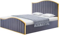 TEMPO KONDELA Ágy ráccsal, 160x200, sötétszürke Velvet szövet/gold arany króm, GEORGIA - mindigbutor