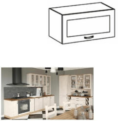 TEMPO KONDELA Felsőszekrény üveggel, fehér/sosna északi, ROYAL G60KSN - smartbutor