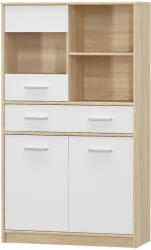 TEMPO KONDELA Vitrines szekrény 2D1W1S/80, fehér/tölgy sonoma, TEYO - smartbutor