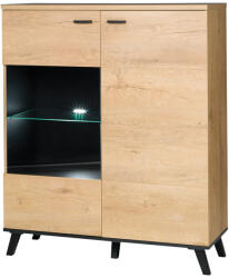 TEMPO KONDELA Komód, tölgyfa lefkas/fekete, SIRAN TYP 4 - smartbutor