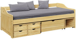 TEMPO KONDELA Ágy tárolóhellyel, természetes, tömörfa, 90x200, MAXI NEW - smartbutor