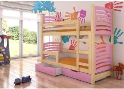 ADRK Kétszemélyes emeletes ágy matracokkal OSUNA, Fenyő, Rózsaszín - mindigbutor