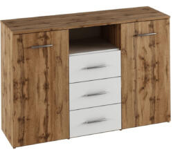 TEMPO KONDELA komód, tölgy wotan/fehér, GABRIELA - smartbutor