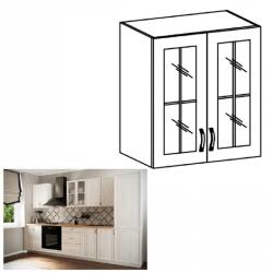 TEMPO KONDELA Felsőszekrény G60S üveggel, fehér/sosna Andersen, SICILIA - mindigbutor