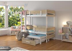 ADRK Háromágyas emeletes ágy ETAPO 180x80, Fehér, Sonoma