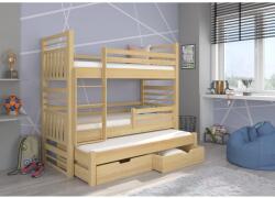 ADRK Háromszintes emeletes ágy HIPPO 180x80, Fenyő természetes - mindigbutor