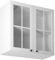 TEMPO KONDELA Kétajtós felsőszekrény üveggel G80S, fehér/sosna andersen, PROVANCE - smartbutor