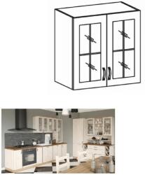 TEMPO KONDELA Felsőszekrény üveggel, fehér/sosna északi, ROYAL G80S - mindigbutor