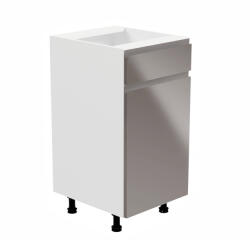 TEMPO KONDELA Alsószekrény, fehér/szürke extra magasfényű, jobbos, AURORA D40S1 - smartbutor