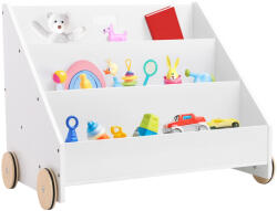 TEMPO KONDELA Gyerek könyvespolc kerekekkel, fehér, BERUS - smartbutor